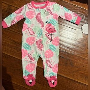 Nordstrom Pink and Green Flamingo BABY 3/6MONTH Onesie